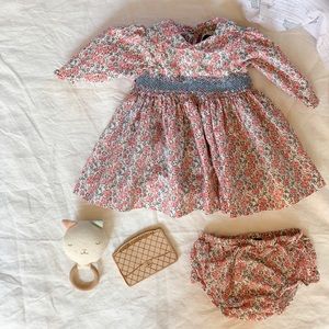 Liberty London Print Smocked Long Sleeve Dress